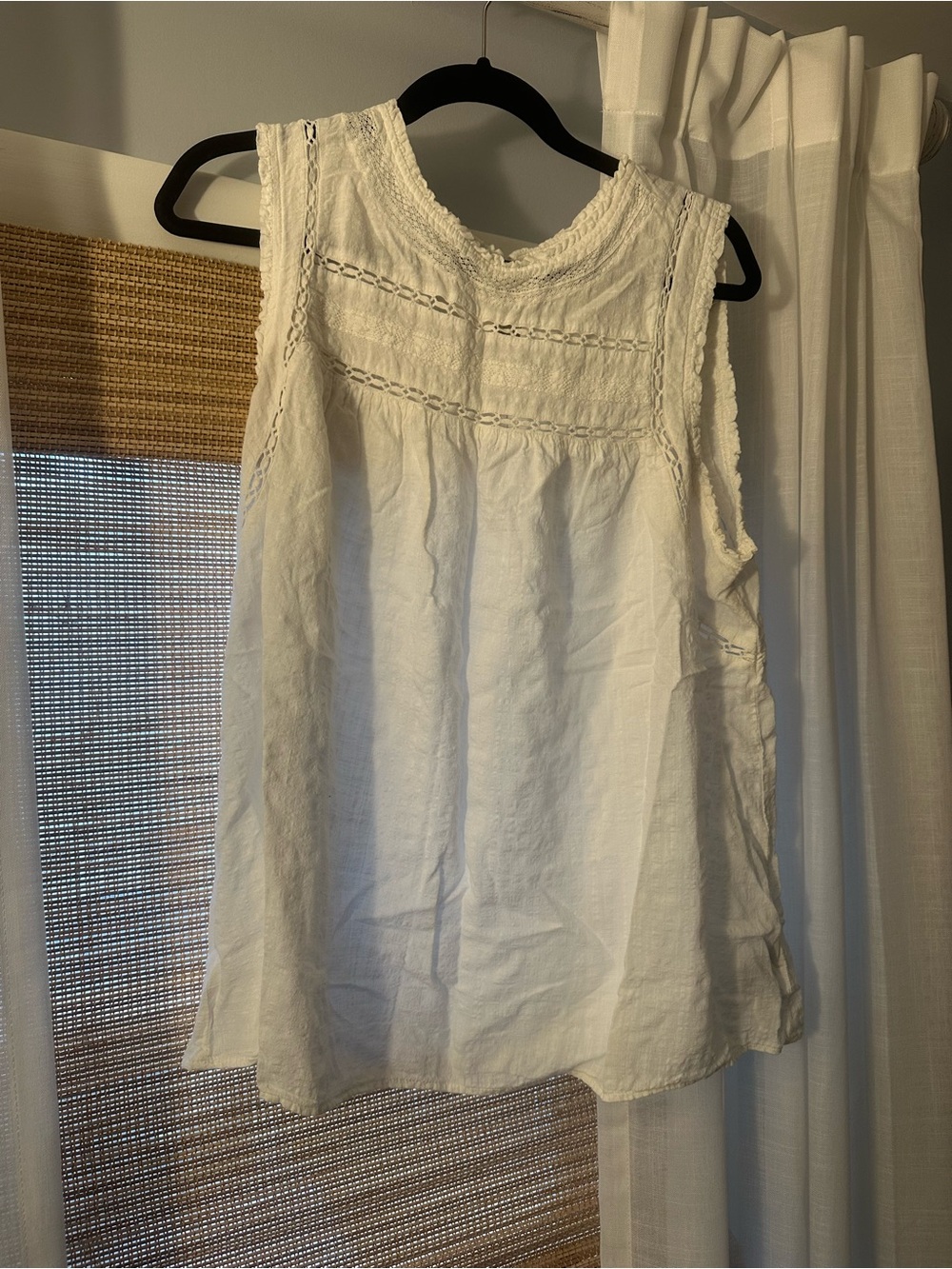 torrid White Sleeveless Lace-Detail Cotton Camisole
